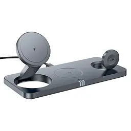 Зарядка Qi HOCO Outstanding 3-in-1 desktop folding magnetic wireless fast charger CQ22 15W
