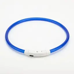 Світлодіодний LED нашийник для собак із зарядкою USB, синій - мініатюра 2