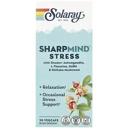 Ноотропи від стресу Solaray SharpMind Nootropics Stress 30 веганських капсул