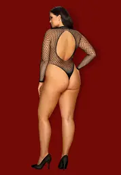 Боді-сітка з рукавами Obsessive B125, XL/XXL (чорний) - мініатюра 2
