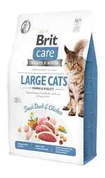 Беззерновий сухий корм для кішок великих порід Brit Care Cat GF Large cats Power&Vitality, з качкою та куркою, 2 кг