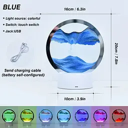 Настільна LED лампа нічник RGB пісочний годинник Картина рухомий пісок USB світильник UKC 3D Sandscape червоний - мініатюра 17