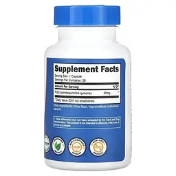Пірролохінолінхінон PQQ Nutricost 20 мг 30 капсул - мініатюра 2