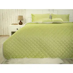 Покривало Руно двостороннє Velour Olive Green ромб 220х240 см оливкове - мініатюра 4
