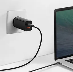 Мережевий зарядний пристрій Baseus GaN Lite 65 W 1 USB + Type-C (CCGAN2L-B01) чорний - мініатюра 2
