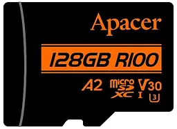 Карта пам'яті microSD 128GB C10 UHS-I U3 A2 R100/W80MB/s + SD Apacer teh0013286