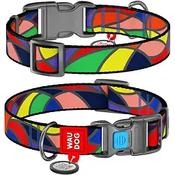 Нашийник для собак Waudog Nylon Вітраж, з QR-паспортом, пластиковый фастекс, XL, 35-58х2,5 см - мініатюра 3