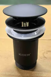Донний клапан для раковини Koer PW-07-05 з переливом автоматичний Click-Clack 1 1/4″ Чорний KR5785 - мініатюра 2