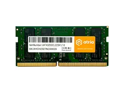 Пам'ять для ноутбуків ATRIA 16 GB SO-DIMM DDR4 3200 MHz (UAT43200CL22SK1/16)
