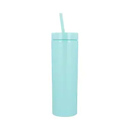 Охолоджуюча матова склянка 473 мл BPA-Free з трубочкою 21х6.5см light blue - мініатюра 2