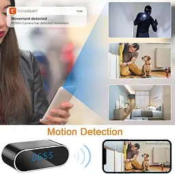 WiFi камера-годинник, 1080P HD, з нічним баченням та детекцією руху, відеоспостереження - мініатюра 3