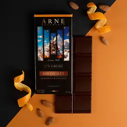 Шоколад чорний Arne 57% з мигдалем та апельсином 100 г - мініатюра 2