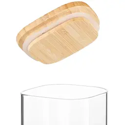 Ємність для сипучих продуктів Ardesto Midori 1000мл, скло, бамбук, квадратна, прозорий (AR1310BBS) - мініатюра 2