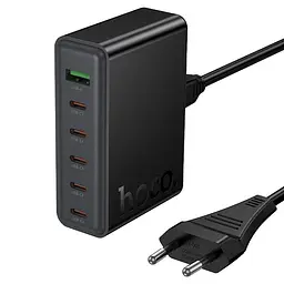 Мережевий зарядний пристрій Hoco C152A Modern PD70W 6-port(5C1A) desktop charger(EU) Чорний