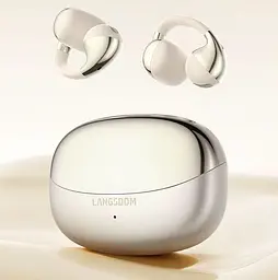 Кісткові навушники-кліпси з спрямованим звуком Langsdom TS-32 Pro з Bluetooth 6.0 Бежевий - мініатюра 2
