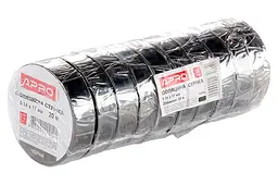 Стрічка електроізоляційна APRO ізолента 10 м x 17 x 0.14 мм чорна в упаковці 10 шт. - мініатюра 3