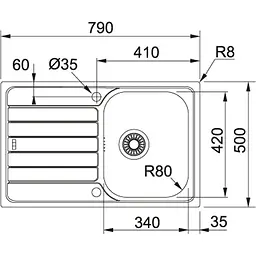 Кухонна мийка Franke Spark, нерж.сталь, прямокутник, з крилом, 790х500х160мм, чаша - 1, накладна, SKL 611-79, нерж декор - мініатюра 2