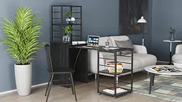 Стіл-тумба трансформер Смарт 3/1 з етажеркою Ferrum-decor 1430x1450x500 Чорний метал ДСП Сосна Кембра 16 мм (FRD-105111) - мініатюра 10