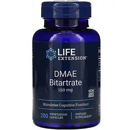 DMAE (Диметиламіноетанол), DMAE Bitartrate, 150 мг, 200 капсул Life Extension vit0001657