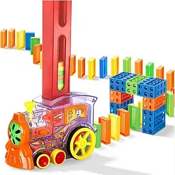 Іграшка поїзд доміно DOMINO Happy Truck 60 деталей Розвиваючий конструктор паровозик музичний