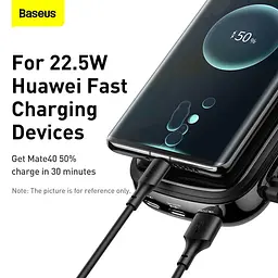 УМБ BASEUS Qpow Digital Display Quick Charging Power Bank (With IP Cable) 20000mAh |USB/Type-C/Lightning, - мініатюра 7
