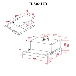Витяжка телескопічна PERFELLI TL 502 WH LED - мініатюра 12