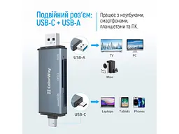 Картрідер ColorWay USB-C Gray (CW-CR-01) - мініатюра 3