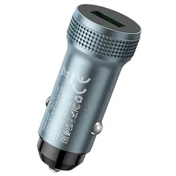 Автомобільний зарядний адаптер швидкого заряджання HOCO Z49A Level single port car charger 18W QC3.0 сірий - мініатюра 3