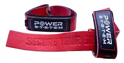 Лямки для тяги шкіряні Power System PS-3320 Leather Straps Red (3320RD-0)