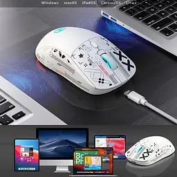 Комп'ютерна миша HYSJ Т90 бездротова, безшумна з акумулятором 2,4G+Bluetooth White - мініатюра 5