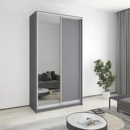 Шафа-купе дводверна MebelStar Стандарт AL ДСП/Дзеркало 130x45x240 см Антрацит (MBS-3675)
