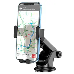 Автоутримувач для телефону Hoco CA104 гравітаційний ABS пластик і силікон з поворотом 360° Чорний Сірий - мініатюра 3