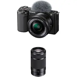 Бездзеркальний фотоапарат Sony ZV-E10 Kit 16-50mm f3.5-5.6 OSS + E 55-210mm f/4.5-6.3 OSS Black (SOZVE1016555) [177283]