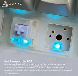 Клавиатура игровая механическая беспроводная Ajazz AK-820B PRO Black RGB Gift Switch Hot-Swap 2.4G/Bluetooth/USB - мініатюра 8