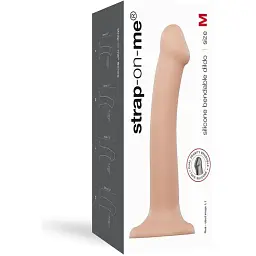 Насадка для страпону Strap-On-Me Dual Density Dildo Flesh M двошарова гнучка діаметр 3.3 см - мініатюра 4
