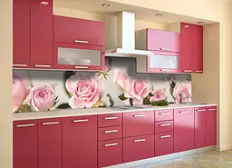 Кухонний фартух самоклеючий Бутони Рожеві Троянди для кухні наклейка ПВХ квіти 60х200 см Happy Pocket Z180589
