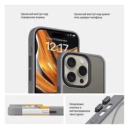 Чехол для Apple iPhone 15 Pro, Uniq MagCase, серый, противоударный, панель-накладка с MagSafe, ударопрочный TPU+PC, с магнитом MagSafe, поддержка полноценной беспроводной зарядки, ArmorStandart (ARM75278) - мініатюра 3