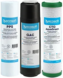Комплект картриджів 1-2-3 для осмосу Absolute (поліпропілен+GAC+AquaGreen) Ecosoft kuh0015665