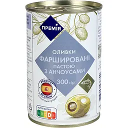 Оливки Премія зелені фаршировані анчоусами 300 г