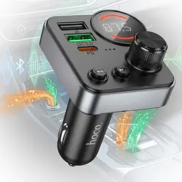 Автомобільний FM модулятор (трансмітер) Hoco E86 2хUSB Type-C PD48W + QC3.0