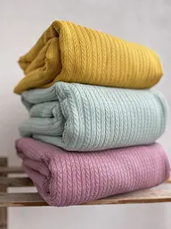 Покривало Zeintex Косичка бавовняне гірчичне 230х320 см - мініатюра 2