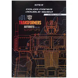 Кольоровий папір Kite А4 двосторонній Transformers 15арк/15 кол (TF24-250)