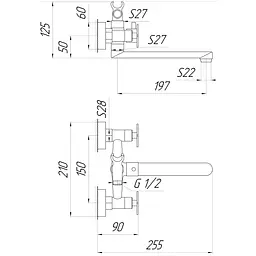 Змішувач для ванни Globus Lux DUKAT-8 SD8-102N - мініатюра 4