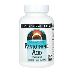 Вітамін B5 для надниркових залоз Пантотенова кислота Source Naturals 100 мг (Pantothenic Acid) - 250 таблеток