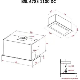 Витяжка вбудована Perfelli BSL 6783 GR 1100 DC - мініатюра 12