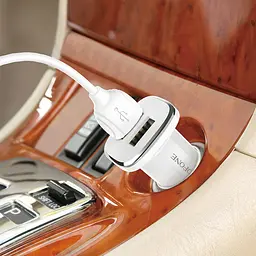 Автомобільний зарядний пристрій Borofone BZ12 2 USB білий + кабель USB to MicroUSB - мініатюра 4
