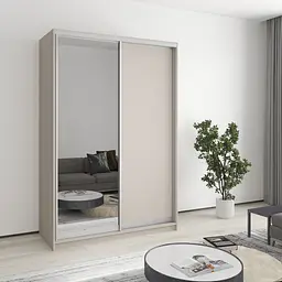 Шафа-купе дводверна MebelStar Стандарт AL ДСП/Дзеркало 140x60x210 см Кашемір (MBS-2436)