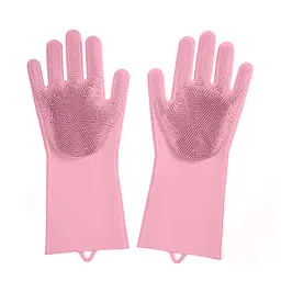 Силіконові багатофункціональні рукавички Magic Silicone Gloves Pink для прибирання, чищення та миття посуду, Kitchen Master Рожевий 87310