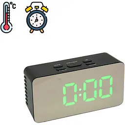 Годинник настільний електронний LED Mirror Clock DS-3658L дзеркальний годинник із термометром і будильником (ST)