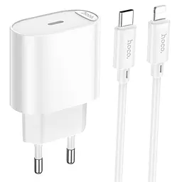 Мережевний зарядний пристрій Hoco C109A Fighter PD20W+QC3.0 1USB-A/1C + кабель Type-C to Lightning White